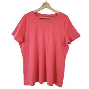 2/$20 Eddie Bauer Womens Short Sleeve T-shirt Red Crew Neck Cotton Casual 2XL